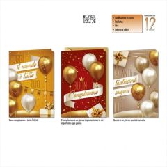 BIGLIETTO CROMO COMPLEANNO BC.7331 CON APPLICAZIONE