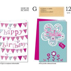 BIGLIETTO CROMO COMPLEANNO FEMMINILE BC.8045