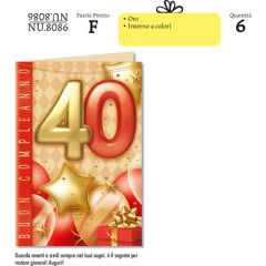 BIGLIETTO CROMO COMPLEANNO 40 ANNI NU.8086