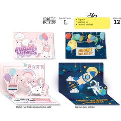 BIGLIETTO CROMO COMPLEANNO BIMBI BC.8105 POP-UP