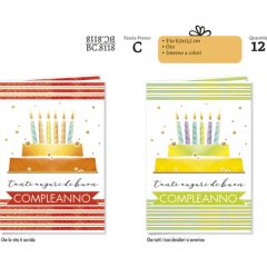 BIGLIETTO CROMO COMPLEANNO   8.5X13.5 BC.8118