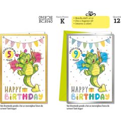 BIGLIETTO CROMO COMPLEANNO C/ROTELLA BIMBI BC.8140