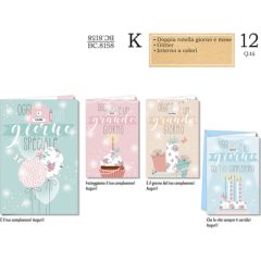 BIGLIETTO CROMO COMPLEANNO C/ROTELLA  BC.8158