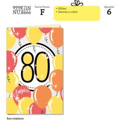 BIGLIETTO CROMO COMPLEANNO 80 ANNI NU.8666