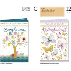 BIGLIETTO CROMO COMPLEANNO   8.5X13.5 BC.9140