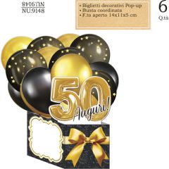 BIGLIETTO CROMO COMPLEANNO 50 ANNI 15X15 NU.9148
