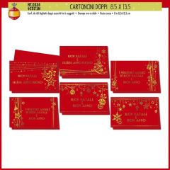 BIGLIETTO CROMO NATALE CARTONCINI DOPPI ROSSI 9X14 NT.0334